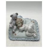 Lladro 6" Porcelain Girl Sleeping With Bear Figur