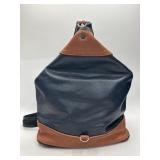 Two-Tone Black and Brown Leather Sling Bag