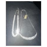 Two Silver Tone Crystal Necklaces