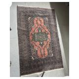 Handwoven Wool Rug, 36x60 Inches, Geometric Motif