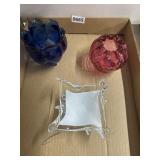 Three Art Glass Bowls and Vases
