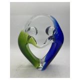 10" Blue and Green Art Glass Abstract Sculpture