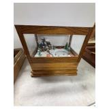 Christmas Diorama Wood Music Box with Rotator