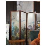 Folding Glass Room Divider With Paris Scene