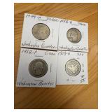 Four US Silver Quarters: 1932, 1949, 1953, ?