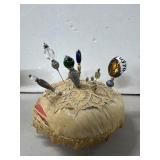 Pincushion With 8 Assorted Decorative Hat Pins