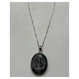 Sterling Ocean Jasper Pendant, 24in Chain