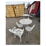 White Wrought Iron Patio Table & 4 Chairs