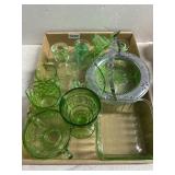 Green Depression Glass Assorted Tableware Lot
