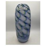 Eastern 14" Swirl Art Glass Vase Blue Green White