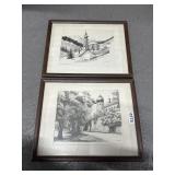 Framed S. Bindet Prints, 15x12"