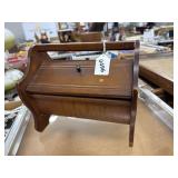 Wooden Drop-Front Sewing Box with Contents