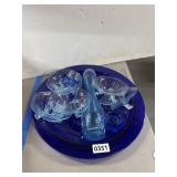 Blue Glassware Plates and Decorative Pieces
