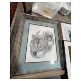 Alan E. Carman Timber Wolves Art 23x19 Framed