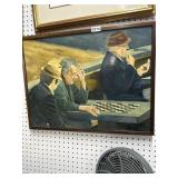 Merrill Oil Painting, Men Playing Checkers, 25x18"