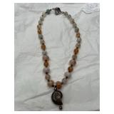 Quartz Necklace w/Sterling & Ammonite Drop
