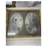 Framed 24x20" Portrait of Two Horses