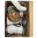 Lot: Enamelware & Copper Teapot