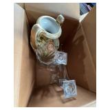Hand-Painted Floral Porcelain Vase & Glassware