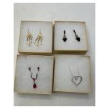 Four Costume Jewelry Earrings & Necklaces