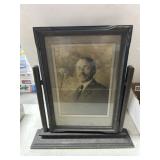 Framed Black-and-White Portrait Photo on Stand