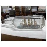 Ship in a Square Glass Bottle Model
