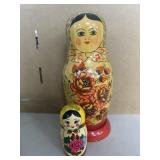 Russian Nesting Dolls Set, USSR Marked, 10.5"