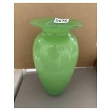Green 10" Glass Vase with Wide Flared Rim