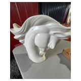 White Glazed Ceramic Horse Head Vase 16" Tall