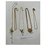 5 Gold Tone Necklaces Assorted Styles