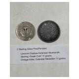 2 Sterling Pins: Doskow Greek & Aztec