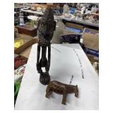 Two Hand-Carved Wooden Tribal Figures