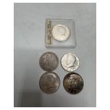 Five 1964 Kennedy Half Dollars 90% Silver