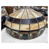 24" Stained Glass Hanging Lamp With Floral Band