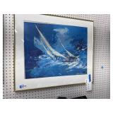 LeRoy Neiman 26x30 Sailing Print Framed Art