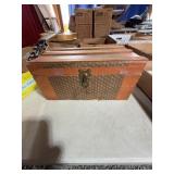 Decorative Wooden Box With Ephemera Lot
