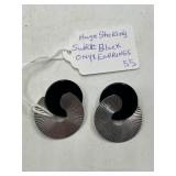 Sterling Swirl Black Onyx Earrings