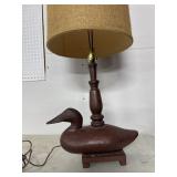 Vintage Wood Duck Decoy Table Lamp With Shade