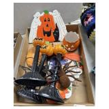 Halloween Decor Lot: Wall Plaques, Props, Lights