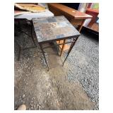 Square Metal Side Table with Stone Tile Top