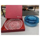 2 Pc Waterford Crystal Plate & Blue Bowl
