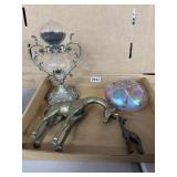 Brass Giraffes, Art Glass Paperweight, Hourglass