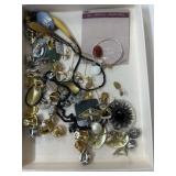 Costume Jewelry Lot: Earrings, Brooches, Necklaces