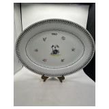 18" Oval Porcelain Platter With Heraldic Crest