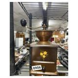 German Wood and Copper Coffee Grinder Mill