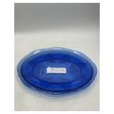 Hazel Atlas 12" Royal Lace Blue Glass Platter