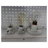 Antique Light Bulbs with Ceramic Sockets Set