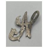 Mexican .925 Silver Monogram Brooch Pin
