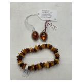 Amber Sterling Earrings and Bracelet