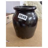 Brown Glazed Stoneware Jar, 7 Inches Tall